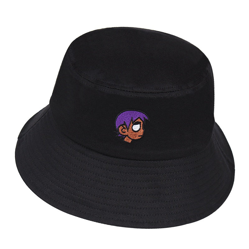 Girl Embroidery Bucket Hat Lightweight Fisherman Cap Cotton Basin Hat