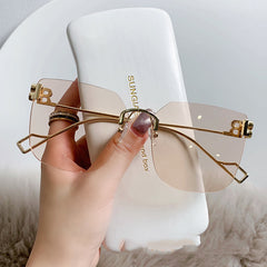 Men's B Letter Rimless & Trimmed Sunglasses With Glasses Box