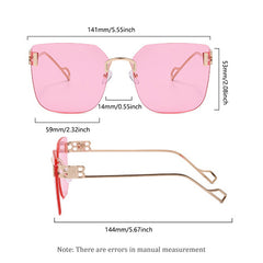 Men's B Letter Rimless & Trimmed Sunglasses With Glasses Box