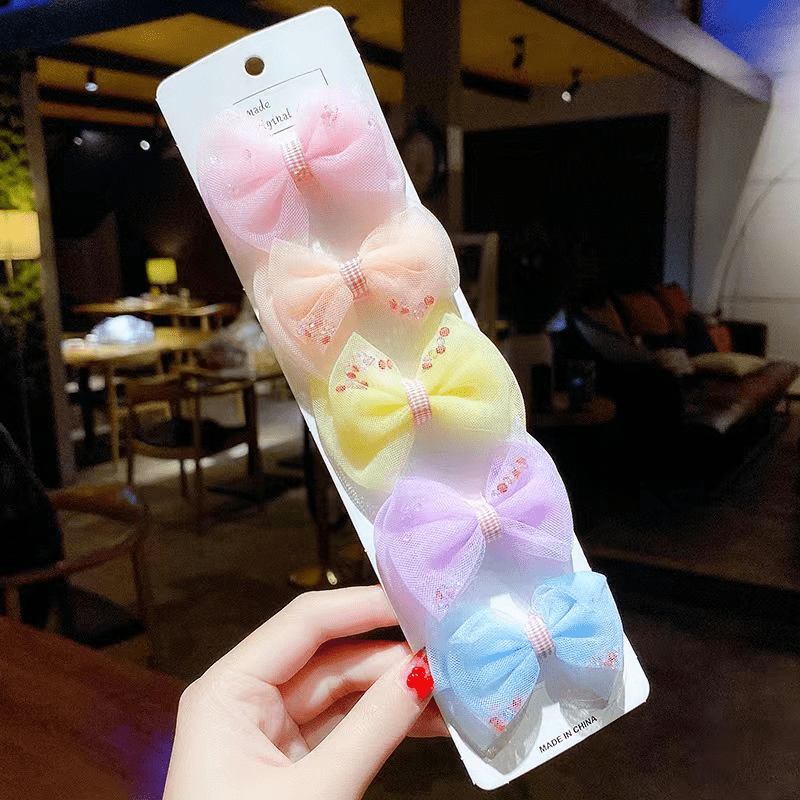 5pcs Cute Cartoon Bow Hair Clips for Girls