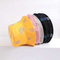 Butterfly Print Bucket Hat Solid Sunscreen Fisherman Cap Out Casual Travel Beach