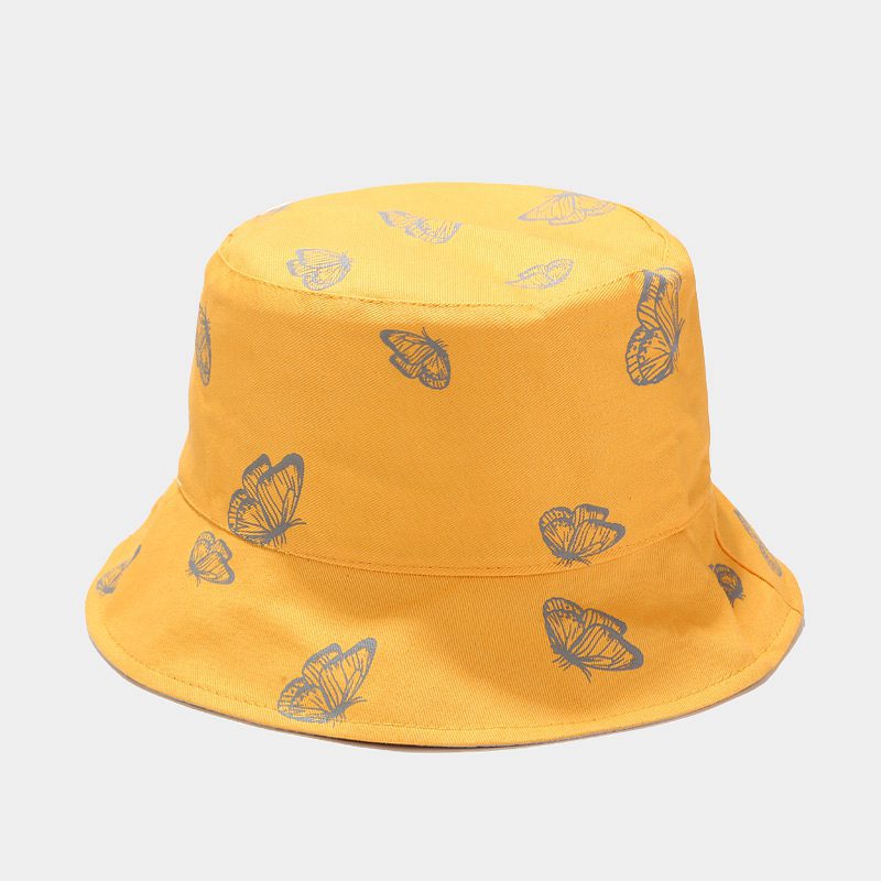 Butterfly Print Bucket Hat Solid Sunscreen Fisherman Cap Out Casual Travel Beach