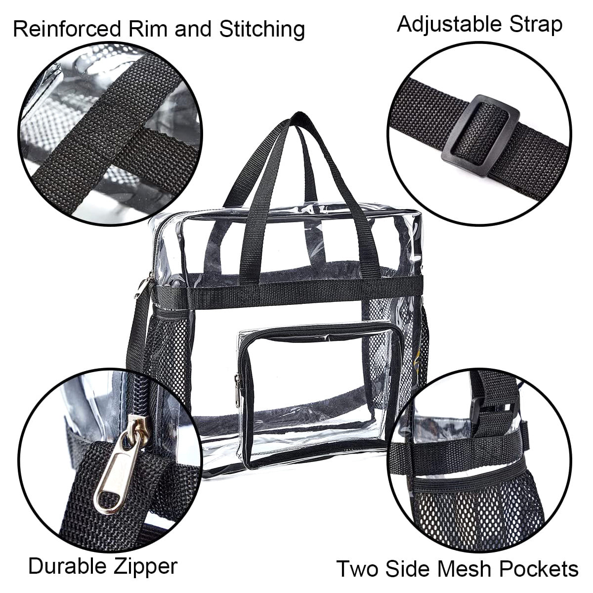 Clear Stadium Bag with Adjustable Strap Large Capacity