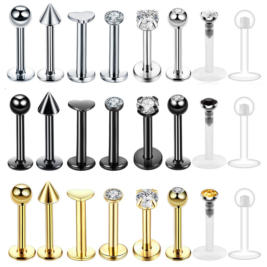 8pcs Titanium Rings Body Piercing Set Men