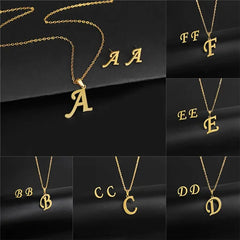 Golden 26 Letters Necklace & Earring Set For Men