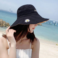 Embroidered Reversible Sun Hat UV Protection Beach Bucket Hat