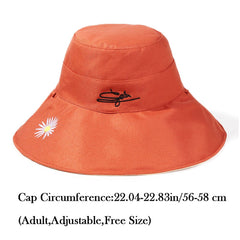 Embroidered Reversible Sun Hat UV Protection Beach Bucket Hat