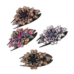Crystal Flower Hair Claw Clip Rhinestone Retro Non Slip Strong Hold Grip