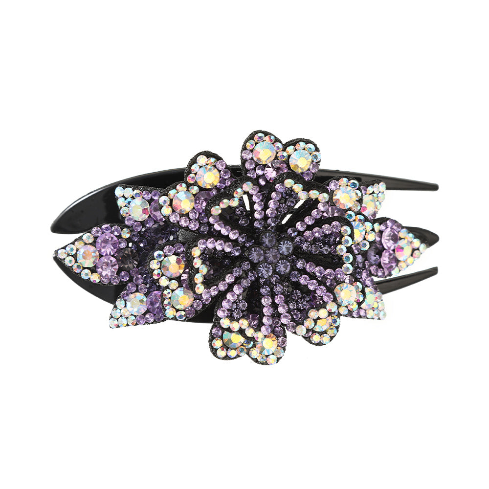 Crystal Flower Hair Claw Clip Rhinestone Retro Non Slip Strong Hold Grip
