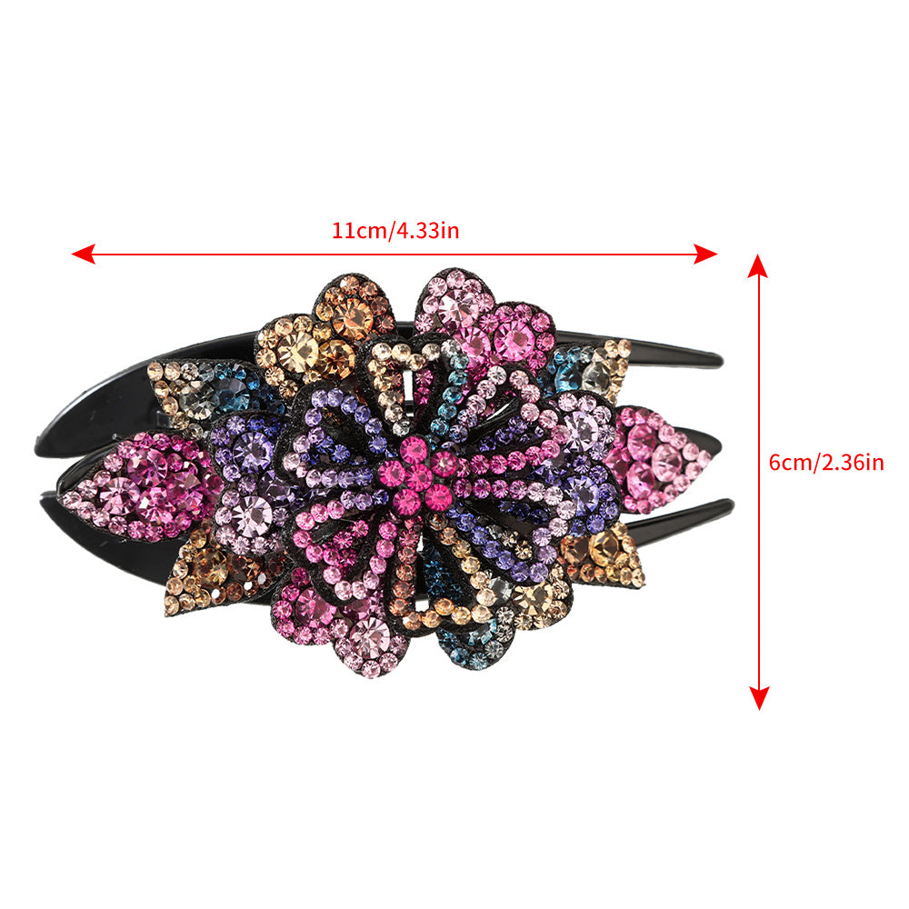 Crystal Flower Hair Claw Clip Rhinestone Retro Non Slip Strong Hold Grip