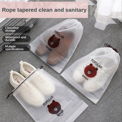3 Pcs Bear Print Drawstring Storage Pouch Lightweight Shoes Bag