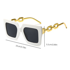Square Frame Sunglasses Chain Temple Glasses UV400
