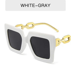 Square Frame Sunglasses Chain Temple Glasses UV400