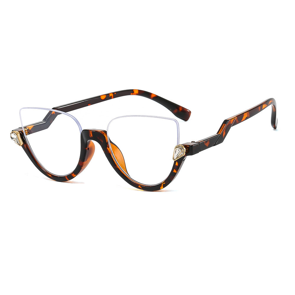 Clear Lens Glasses Rhinestone Decor Anti Light Photo Booth Props Glasses