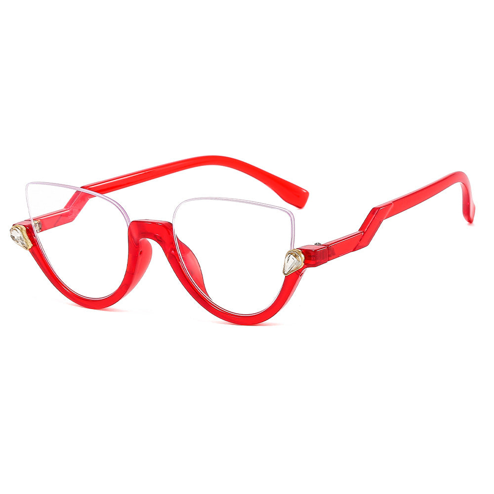 Clear Lens Glasses Rhinestone Decor Anti Light Photo Booth Props Glasses