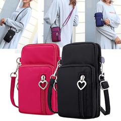 Heart Zipper Ring Shoulder Bag Waterproof Layered Crossbody Bag