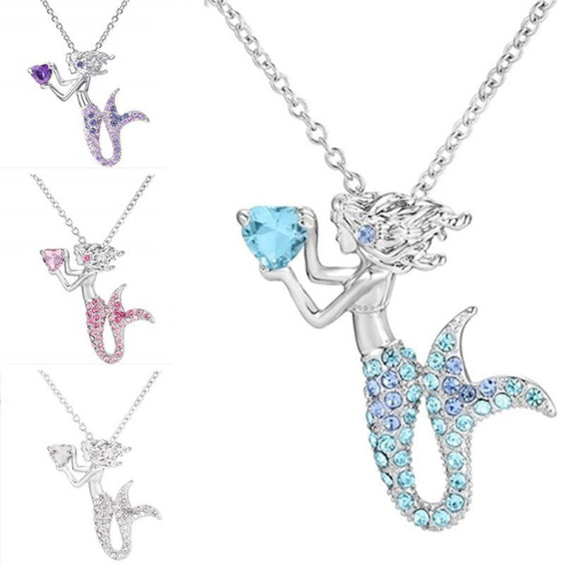 Sweet Mermaid Pendant Necklace Girls Birthday Gift