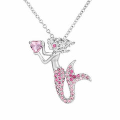 Sweet Mermaid Pendant Necklace Girls Birthday Gift