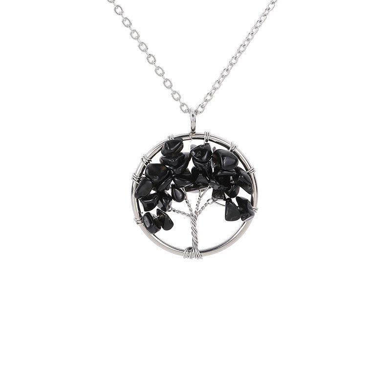 Tree of Life Pendant Necklace Natural Stone Healing Crystal Necklace