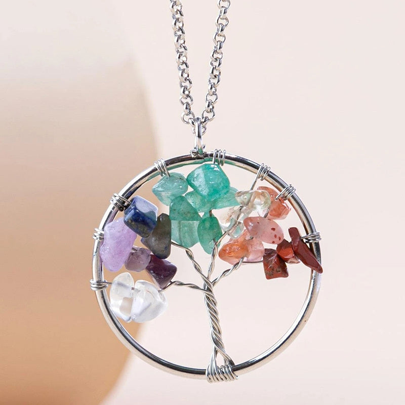 Tree of Life Pendant Necklace Natural Stone Healing Crystal Necklace