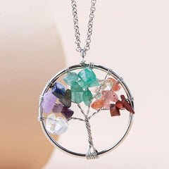 Tree of Life Pendant Necklace Natural Stone Healing Crystal Necklace