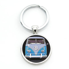 Hippie Peace Sign Van Bus Keychain Men Women Purse Bag Car Pendant Key Chain