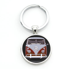 Hippie Peace Sign Van Bus Keychain Men Women Purse Bag Car Pendant Key Chain