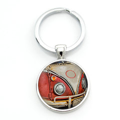 Hippie Peace Sign Van Bus Keychain Men Women Purse Bag Car Pendant Key Chain