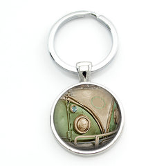 Hippie Peace Sign Van Bus Keychain Men Women Purse Bag Car Pendant Key Chain