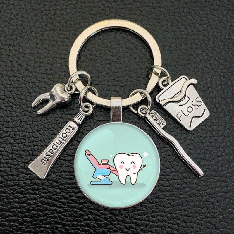 Toothbrush Toothpaste Keychain Tooth Key Ring Key Chain Jewelry Accessory Gift