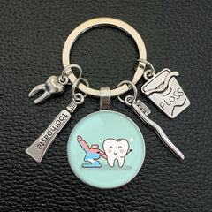 Toothbrush Toothpaste Keychain Tooth Key Ring Key Chain Jewelry Accessory Gift