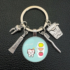 Toothbrush Toothpaste Keychain Tooth Key Ring Key Chain Jewelry Accessory Gift