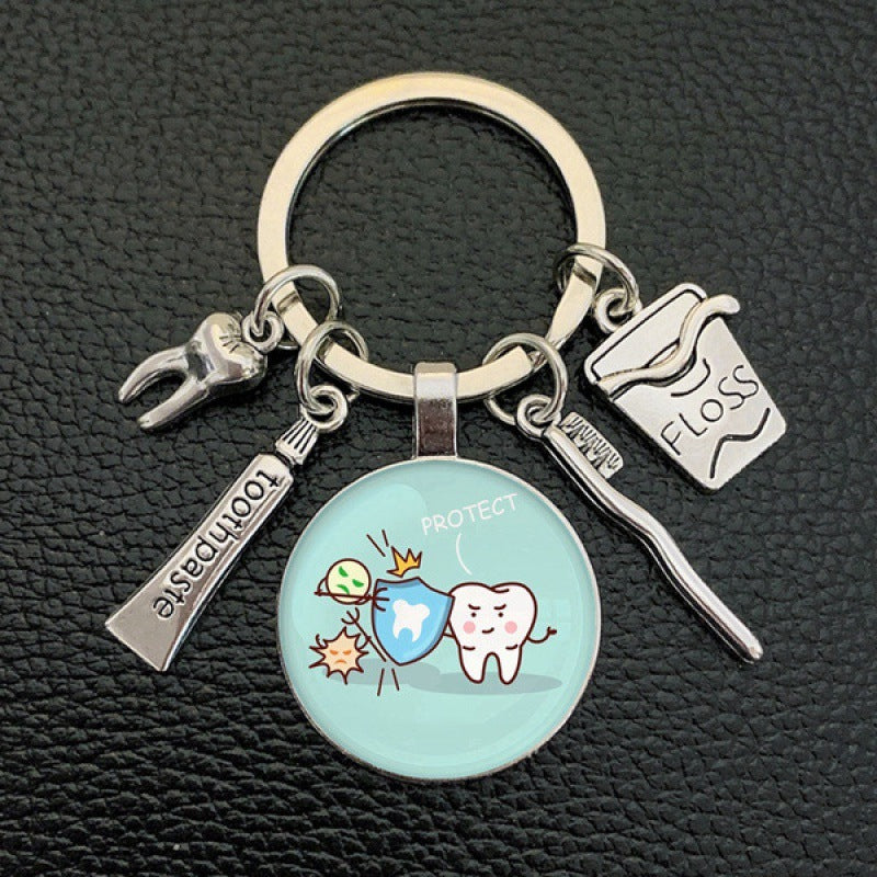 Toothbrush Toothpaste Keychain Tooth Key Ring Key Chain Jewelry Accessory Gift