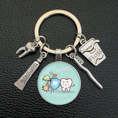 Toothbrush Toothpaste Keychain Tooth Key Ring Key Chain Jewelry Accessory Gift