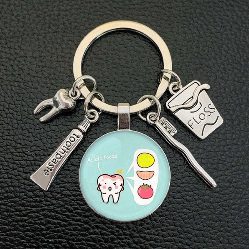 Toothbrush Toothpaste Keychain Tooth Key Ring Key Chain Jewelry Accessory Gift