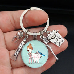 Toothbrush Toothpaste Keychain Tooth Key Ring Key Chain Jewelry Accessory Gift