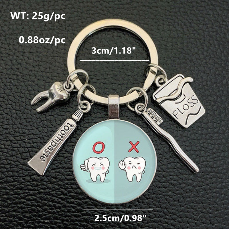 Toothbrush Toothpaste Keychain Tooth Key Ring Key Chain Jewelry Accessory Gift