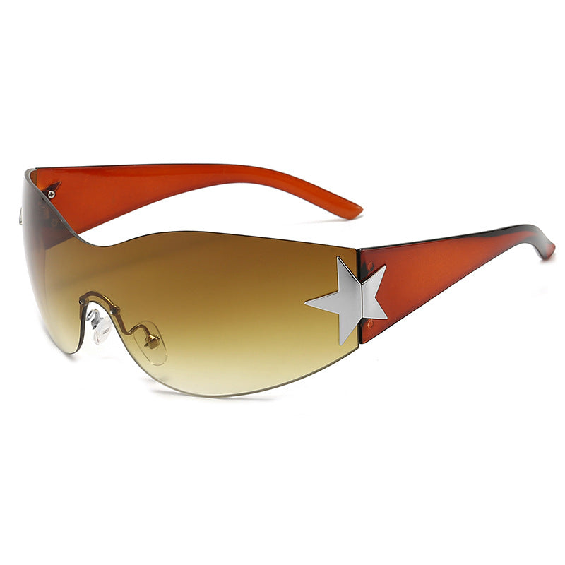 Y2K Rimless Sunglasses Cyberpunk Star UV400