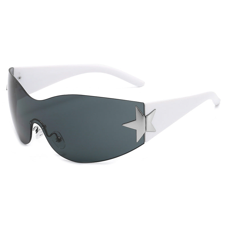 Y2K Rimless Sunglasses Cyberpunk Star UV400