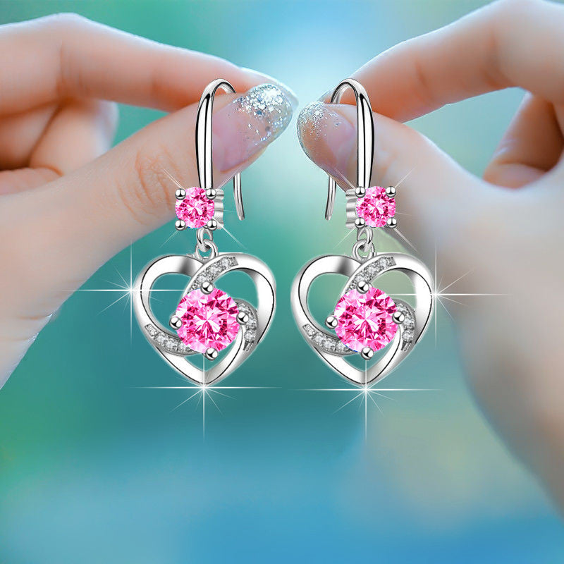 Love Pendant Earings Heart Necklace Jewelry