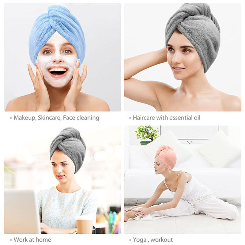 Quick Dry Coral Velvet Bath Towel Cap for Shower and Hair Drying