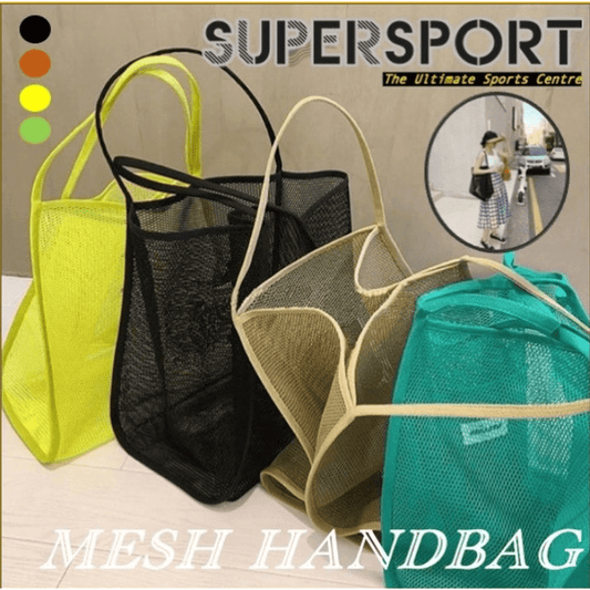 Summer Mesh Beach Bag Foldable Hollow Out Tote Bag Lightweight
