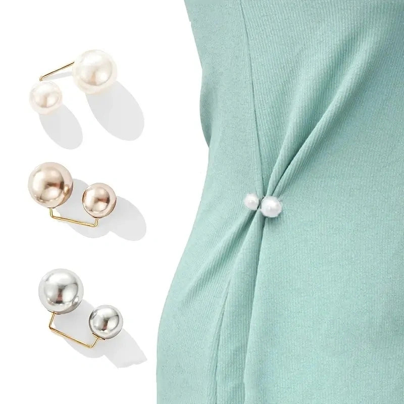 Faux Pearl Pin Buckle Waist Brooch for Clothes Skirt Pants