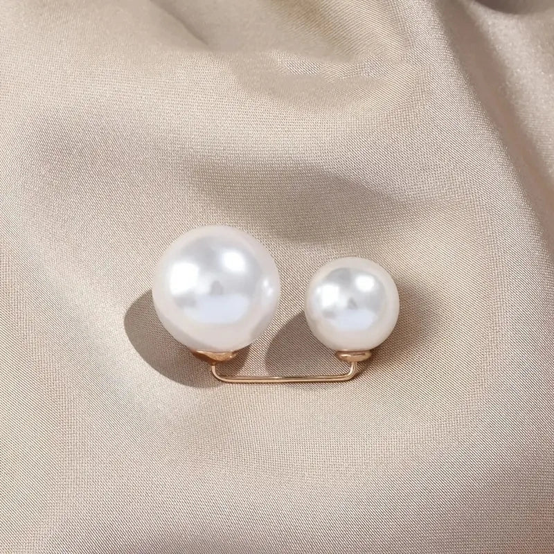 Faux Pearl Pin Buckle Waist Brooch for Clothes Skirt Pants