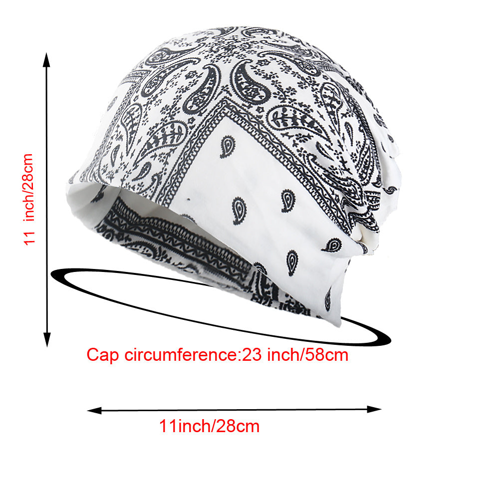 Paisley Print Beanie Cap Headband Solid Hip Hop Skull Hat