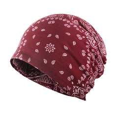 Paisley Print Beanie Cap Headband Solid Hip Hop Skull Hat
