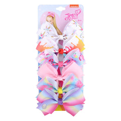 6pcs Unicorn Rainbow Ribbon Bow Hair Clips Set Princess Hair Accessories