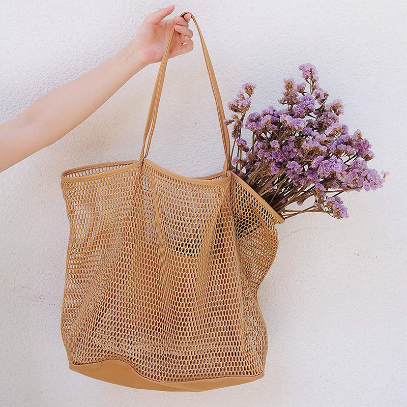Mesh Beach Shoulder Bag Large Capacity Shopper Totes Handbag