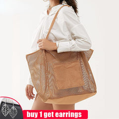 Mesh Beach Shoulder Bag Large Capacity Shopper Totes Handbag