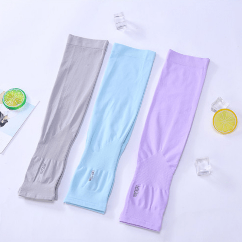 Pair of Ice Silk Arm Sleeves UV Protection for Cycling, Driving - Men and Women